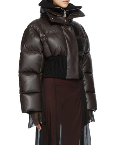 Givenchy Short Quilted Down Jacket In Brown