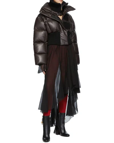 Givenchy Short Quilted Down Jacket In Brown