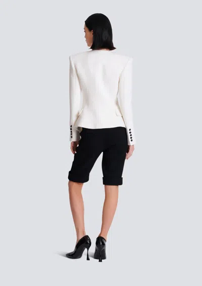 Balmain 8-button Double Crepe Jacket In White