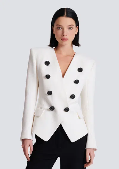 Balmain 8-button Double Crepe Jacket In White