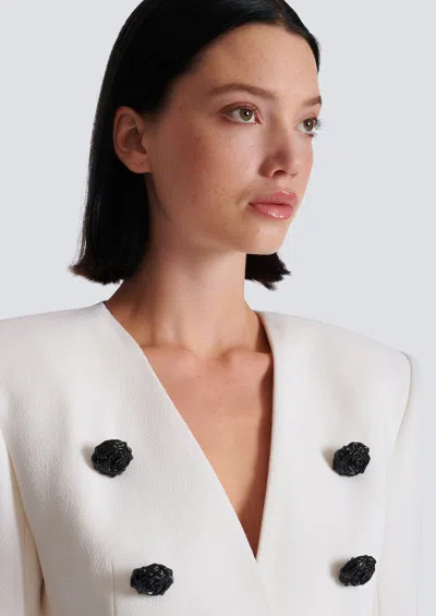 Balmain 8-button Double Crepe Jacket In White