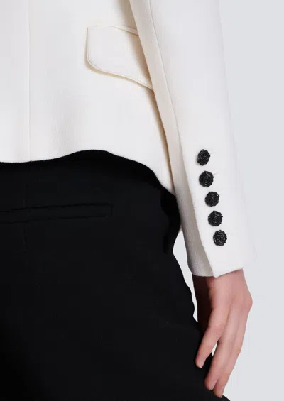 Balmain 8-button Double Crepe Jacket In White