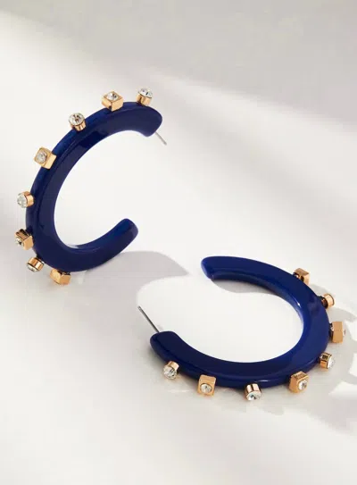 Smith & Co Women's Large City Girl Jewel Hoop Earrings In Navy In Blue