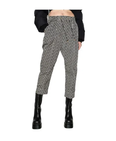 Balmain Monogram Print Drawstring Trousers In Multi