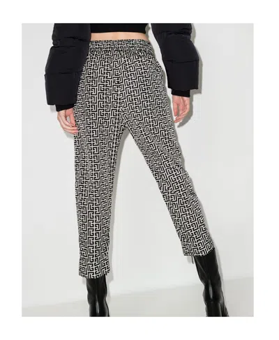 Balmain Monogram Print Drawstring Trousers In Multi