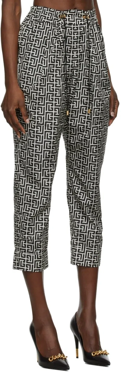 Balmain Monogram Print Drawstring Trousers In Multi
