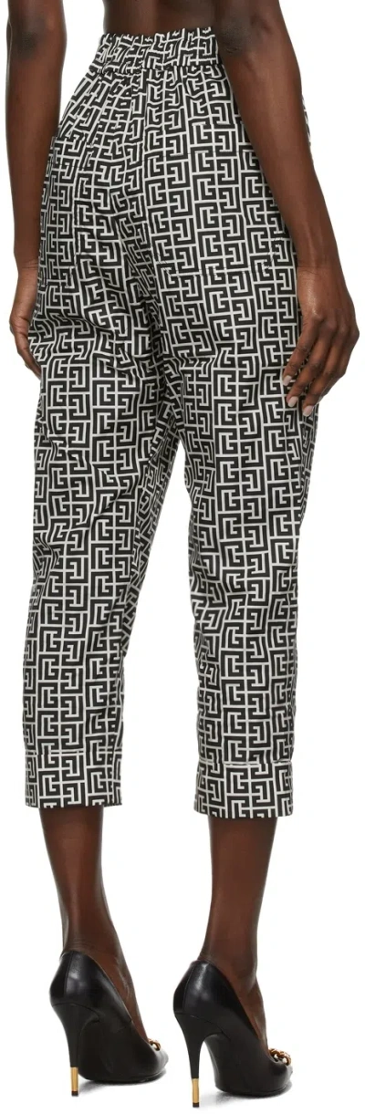 Balmain Monogram Print Drawstring Trousers In Multi
