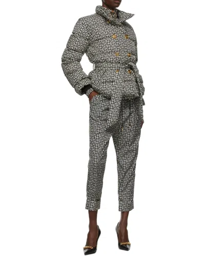 Balmain Monogram Print Drawstring Trousers In Multi