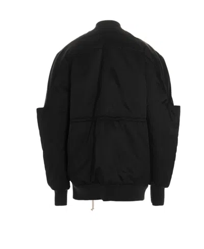 Rick Owens Drawstring Waist Girdered Bomber Jacket In Black