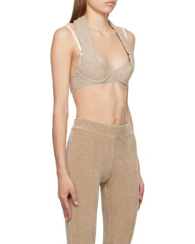 Jacquemus Double Neck Bra In Animal Print