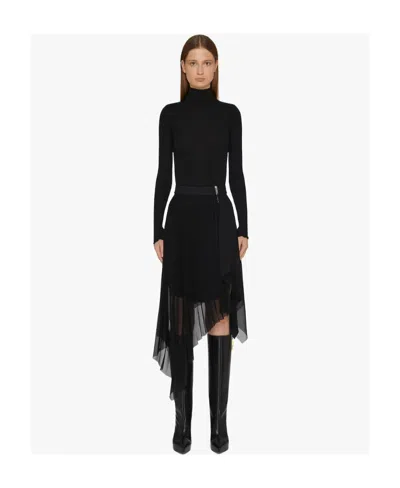 Givenchy Asymmetrical Pleated Skirt In Brown