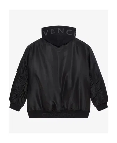 Givenchy Oversized Hooded Bomber Jacket In Nylon In Black