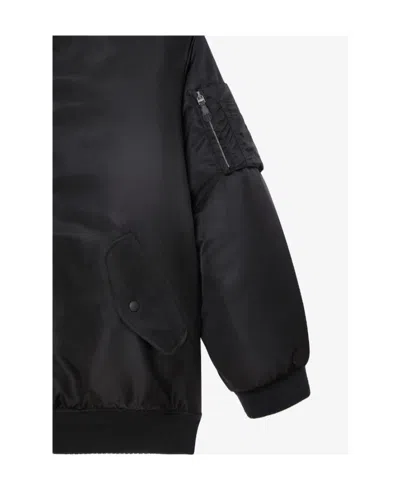 Givenchy Oversized Hooded Bomber Jacket In Nylon In Black