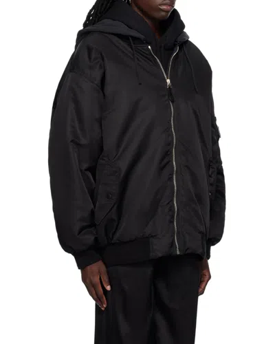Givenchy Oversized Hooded Bomber Jacket In Nylon In Black