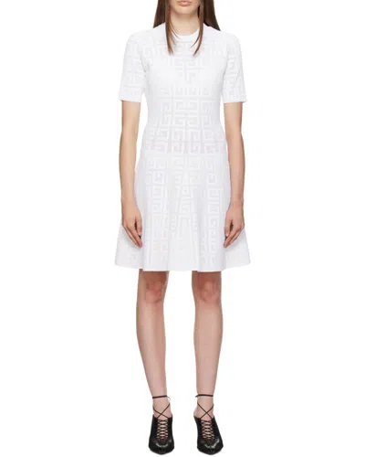 Givenchy 4g Jacquard Flared Mini Dress In White