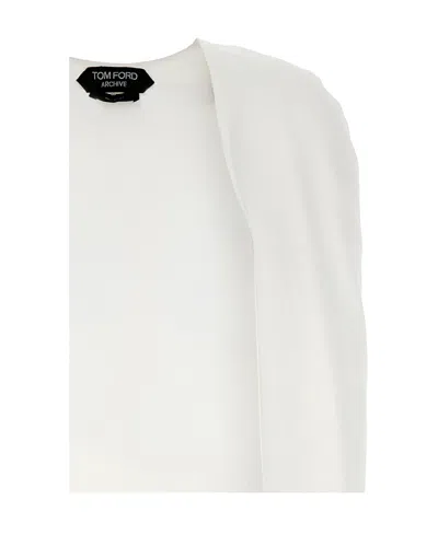 Tom Ford Open-front Evening Cape In White