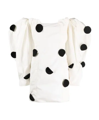 Jacquemus La Robe Taffetas Draped Mini Dress In Neutral