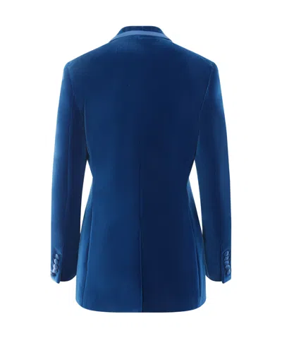 Tom Ford Satin-trim Velvet Blazer In Blue