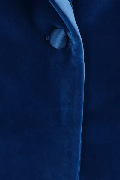 Tom Ford Satin-trim Velvet Blazer In Blue