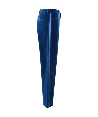 Tom Ford Velvet Flare Trousers In Blue