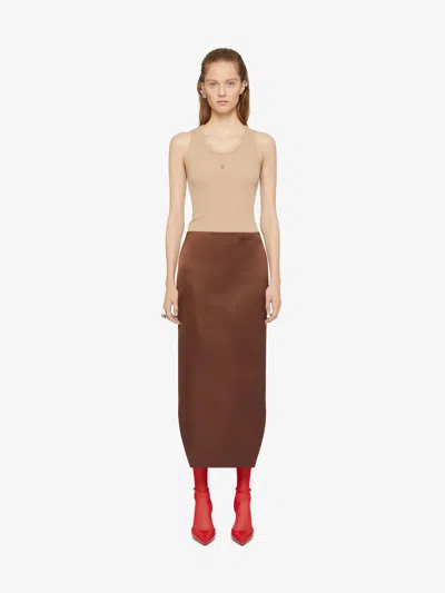 Givenchy Asymmetric Skirt In Silk Satin Duchesse In Brown
