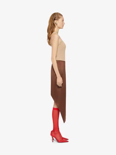 Givenchy Asymmetric Skirt In Silk Satin Duchesse In Brown