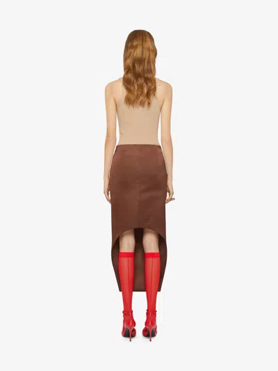 Givenchy Asymmetric Skirt In Silk Satin Duchesse In Brown