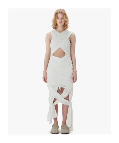 Jw Anderson Draped Wrap Midi Dress In White