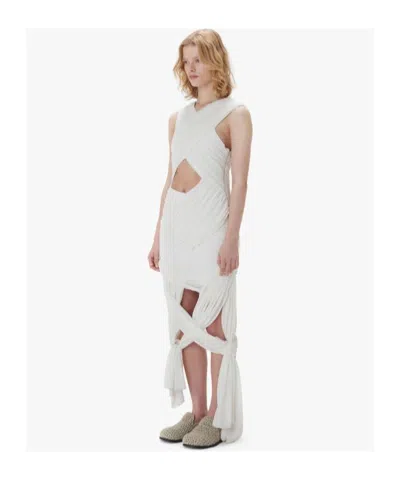 Jw Anderson Draped Wrap Midi Dress In White