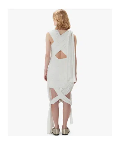 Jw Anderson Draped Wrap Midi Dress In White