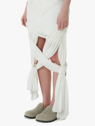 Jw Anderson Draped Wrap Midi Dress In White