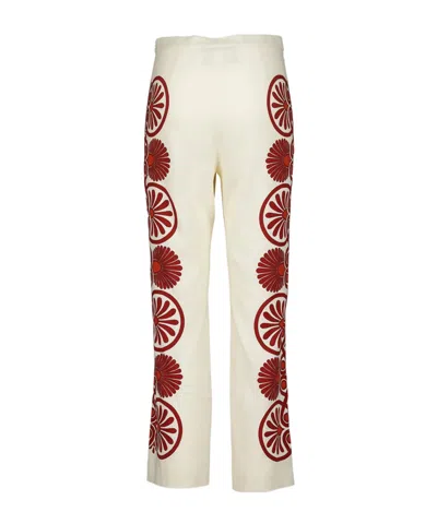 La Doublej Medallion-print Cropped Trousers In Neutral