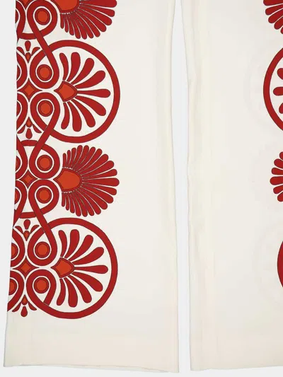 La Doublej Medallion-print Cropped Trousers In Neutral