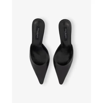 Tony Bianco Womens Black Leather Sicily Leather Heeled Mules Eur 37 / 4 Uk In Animal Print