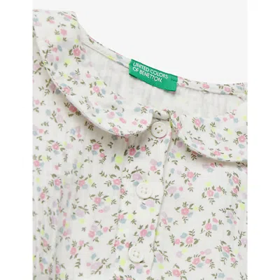 Benetton Multicolored Collared Floral-print Cotton Shirt 18 Months-5 In Gray