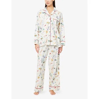 Polo Ralph Lauren Womens Traveler Ski Print Madison Graphic Cotton Pyjama Set Xl In Neutral