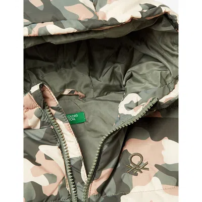 Benetton Multicolored Camo Logo-embroidered Shell Gilet 18 Months-5 In Green