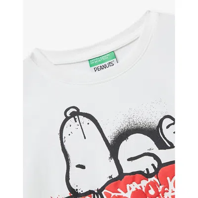 Benetton Cream Snoopy Graphic-print Cotton T-shirt 6-14 In Multi