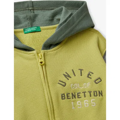 Benetton Multicolored Zipped Colour-block Cotton Hoody 6-14 In Animal Print