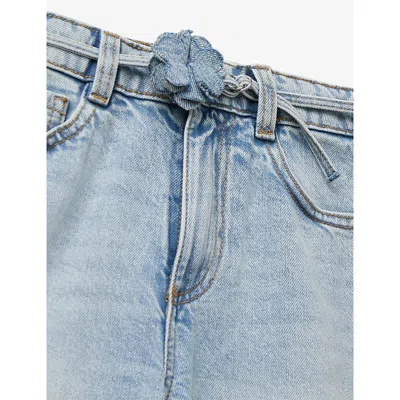 Benetton Multicolored Belted Wide-leg Jeans 6 In Animal Print