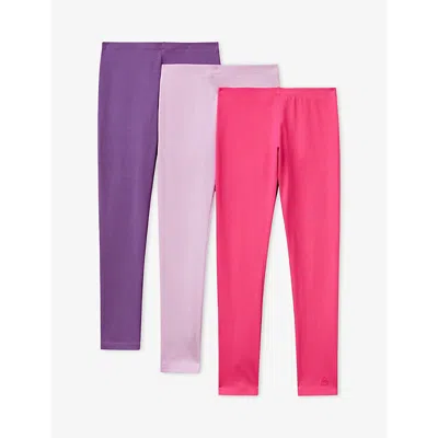 Benetton Multicolored Logo Three-piece Stretch-cotton Legging Set 6-14 In Multi
