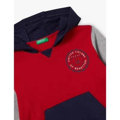 Benetton Multicolored Logo-print Colour-block Cotton Hoody 18 Months-5 In Multi