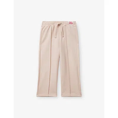 Benetton Coral Logo-tag Wide-leg Cotton Trousers 18 Months-5 Year In Orange