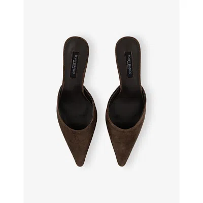 Tony Bianco Womens Brown Suede Sicily Suede Heeled Mules Eur 37 / 4 Uk In Brown