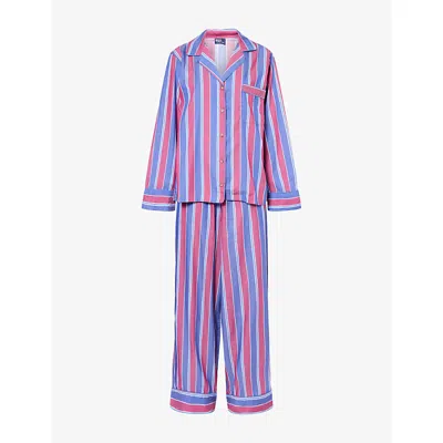 Polo Ralph Lauren Womens Wine Cricket Madison Stripe Woven Pyjama Set