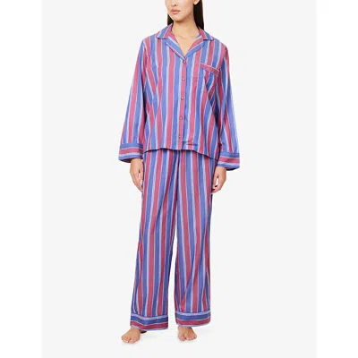 Polo Ralph Lauren Womens Wine Cricket Madison Stripe Woven Pyjama Set
