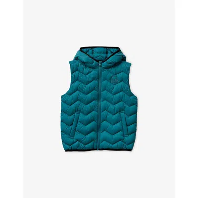 Benetton Indigo Blue Logo-embroidered Padded Down Gilet 6-14 In Blue