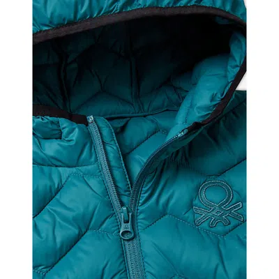 Benetton Indigo Blue Logo-embroidered Padded Down Gilet 6-14 In Blue