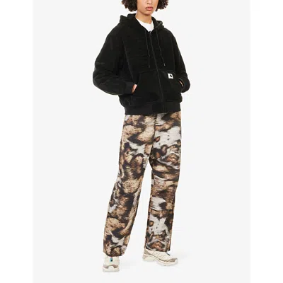 Carhartt Omens Wild Dog Print Brandon Graphic-print Wide-leg Denim Jeans In Brown