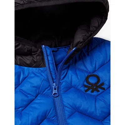 Benetton Colonial Blue Logo-embroidered Padded Down Gilet 6 In Blue